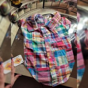 BNWT Madras button up dog shirt sz m